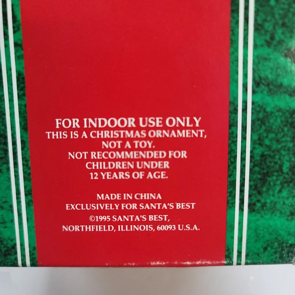 Vintage 1995 Santa's Best European Style Glass Ornaments Red Green Set of 2